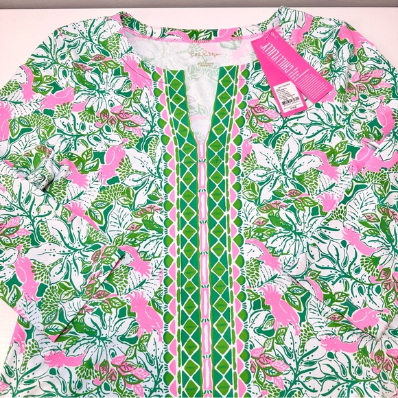 Lilly Pulitzer Karina Tunic Botanical Green Just Wing It - Picture 3 of 15